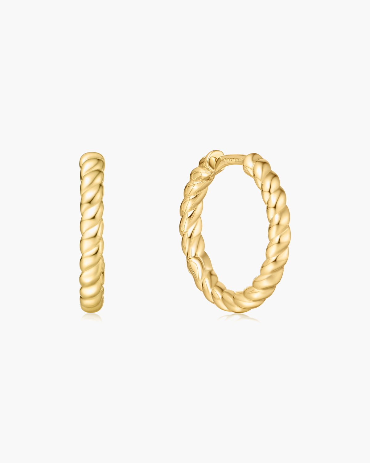 Gold Texture Medium Huggie Hoop Earrings