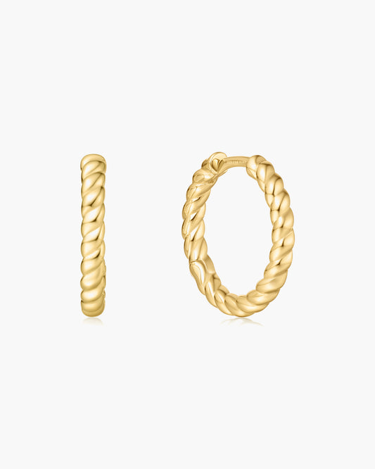 Gold Texture Medium Huggie Hoop Earrings