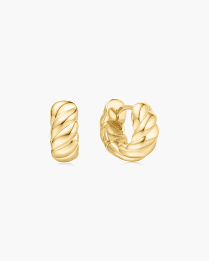Gold Bold Texture Small Huggie Hoop Earrings