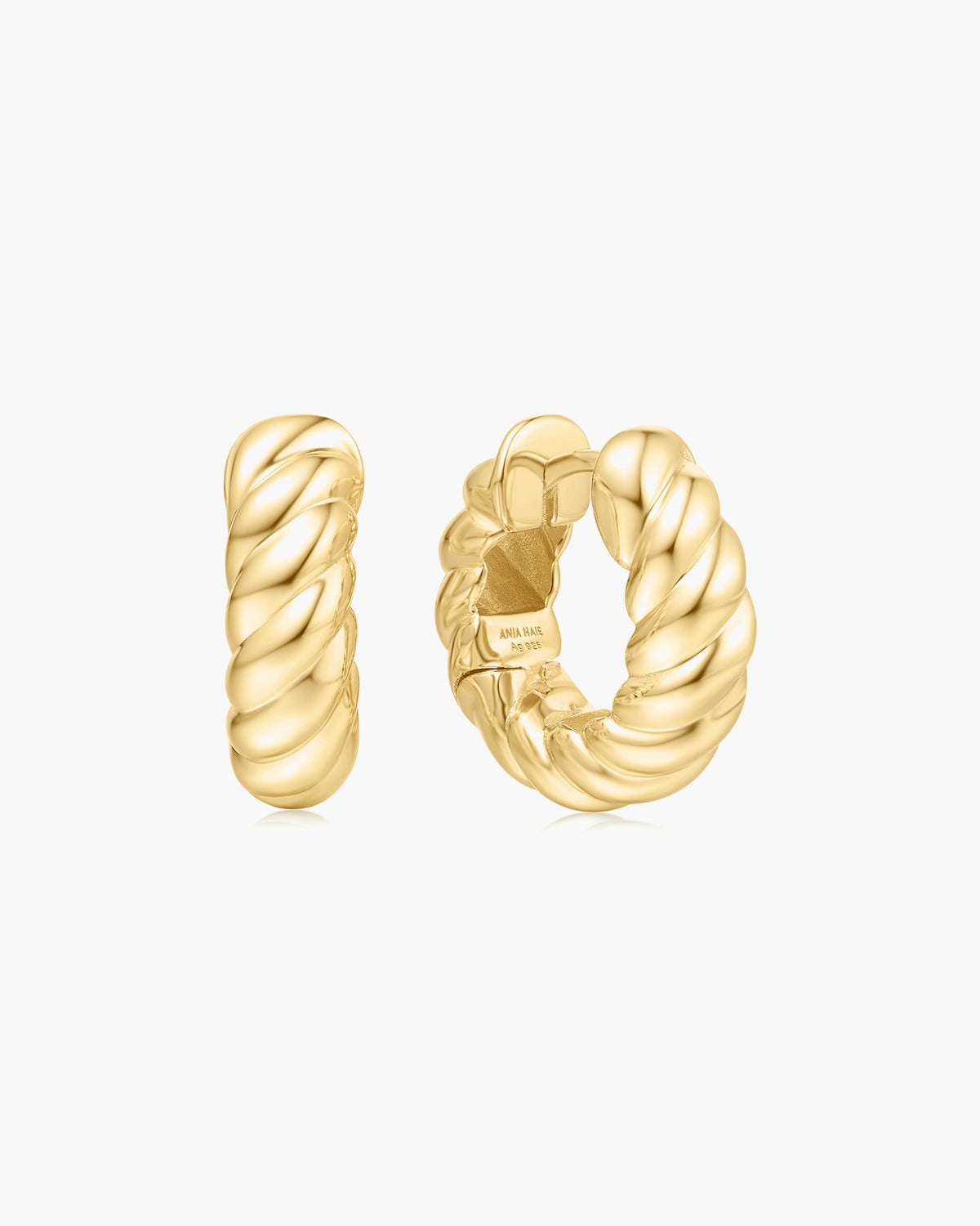 Gold Bold Texture Medium Huggie Hoop Earrings