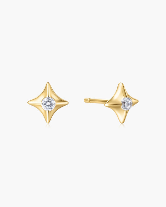 Gold Sparkling Star Stud Earrings