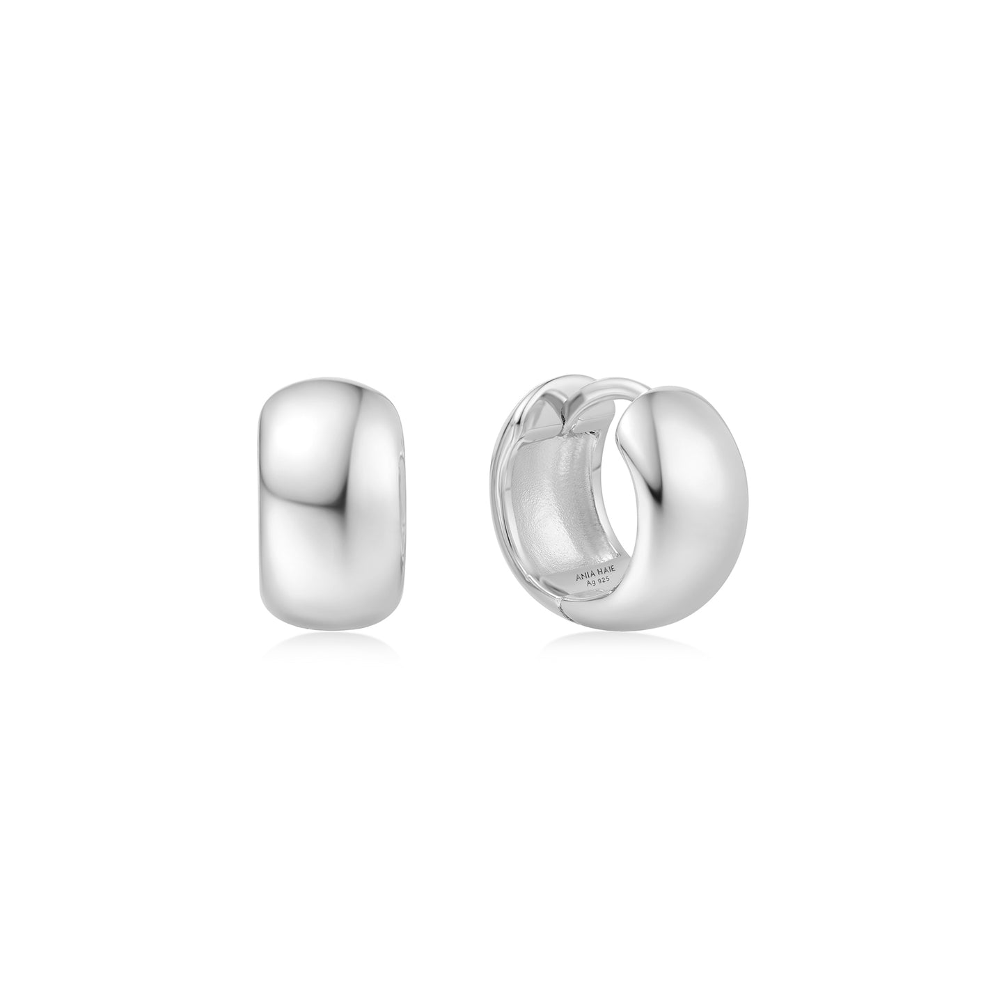 Silver Chubby Small Huggie Hoop Earrings