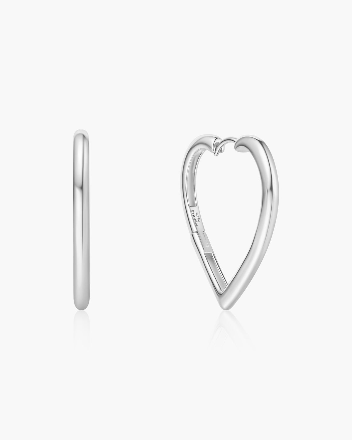 Silver Large Heart Hoop Earrings