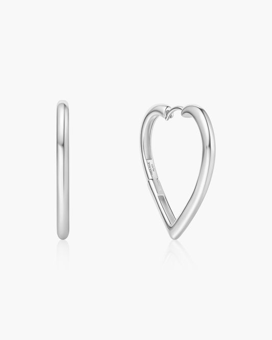 Silver Large Heart Hoop Earrings