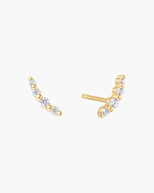 Gold Bezel Beaded Stone Stud Earrings