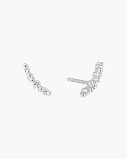 Silver Bezel Beaded Stone Stud Earrings