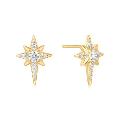 Gold Eight-Pointed Star Stud Earrings