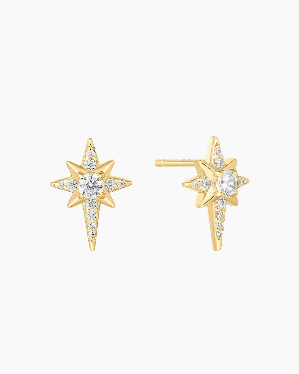 Gold Eight-Pointed Star Stud Earrings