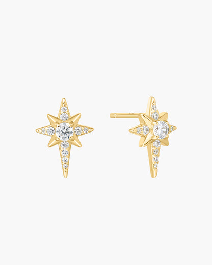 Gold Eight-Pointed Star Stud Earrings
