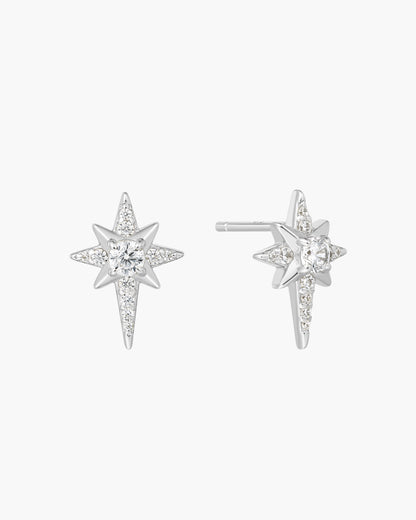 Silver Eight-Pointed Star Stud Earrings