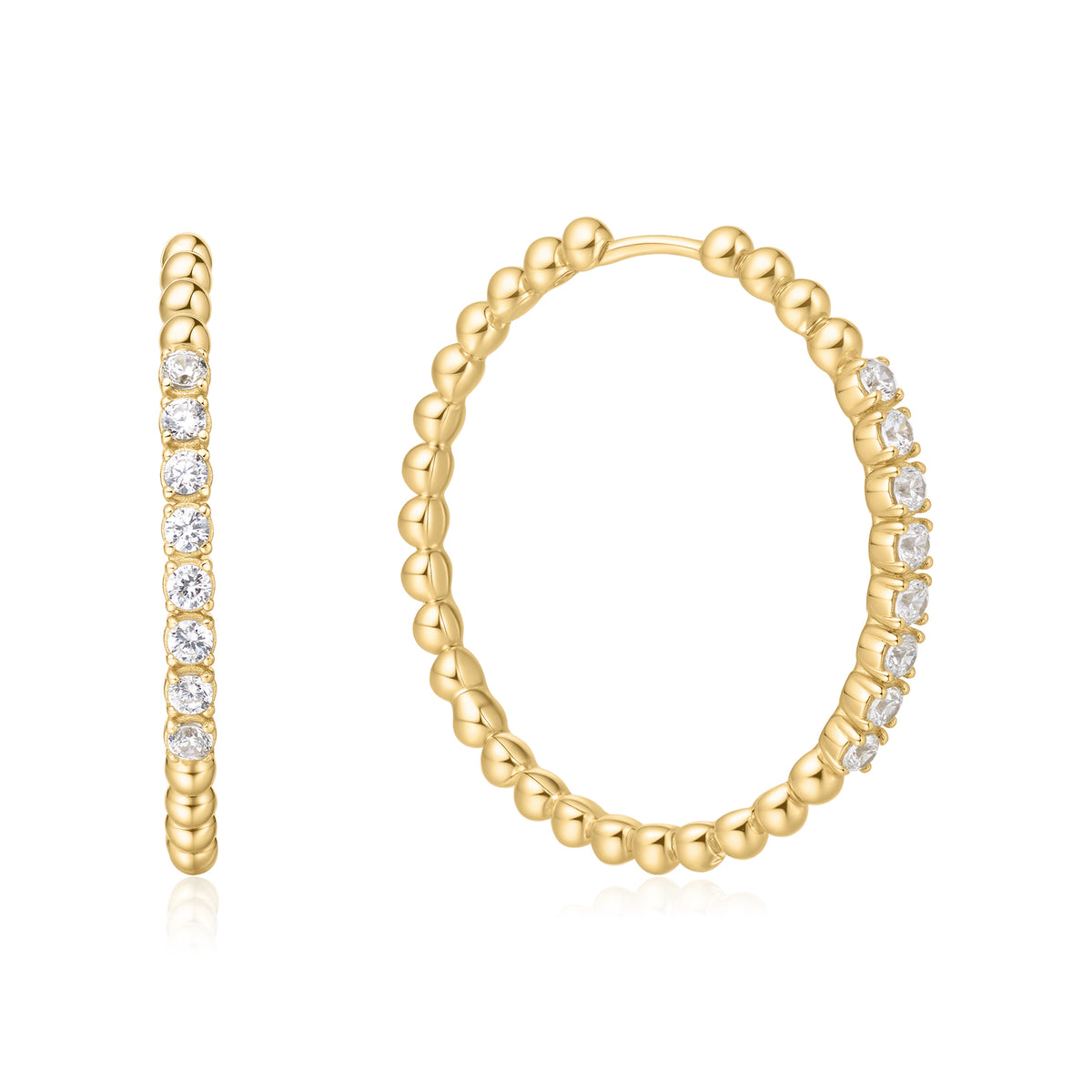 ania haie Gold Large Claw Sphere Beaded Hoop Earrings