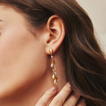 Gold Nano Gem Teardrop Cluster Earrings