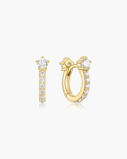 Gold Sparkling Pavé Huggie Hoop Earrings