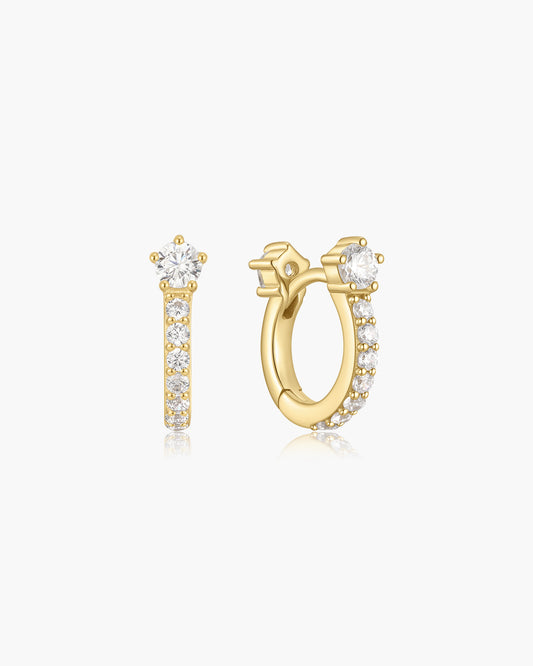 Gold Sparkling Pavé Huggie Hoop Earrings
