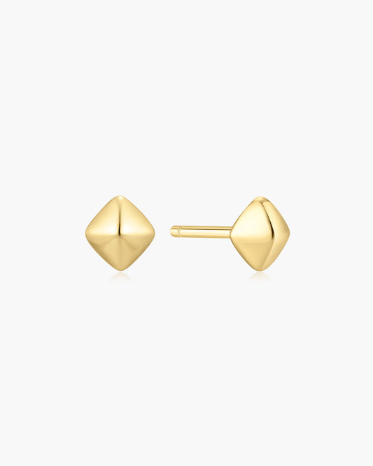 Gold Pyramid Glam Stud Earrings
