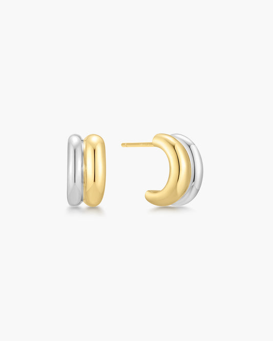 Two-Tone Duet Mixed Huggie Hoop Earrings