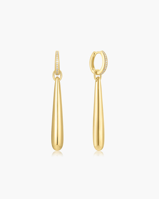 Gold Long Water Droplet Drop Earrings