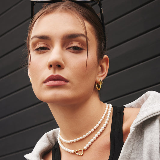 Gold Pearl Beaded Necklace