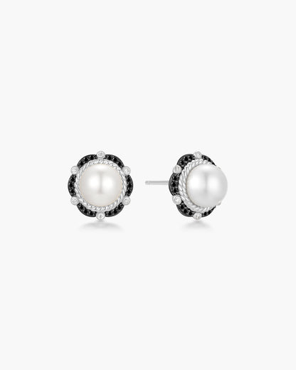 Two-Tone Shell Pearl Bloom Stud Earrings