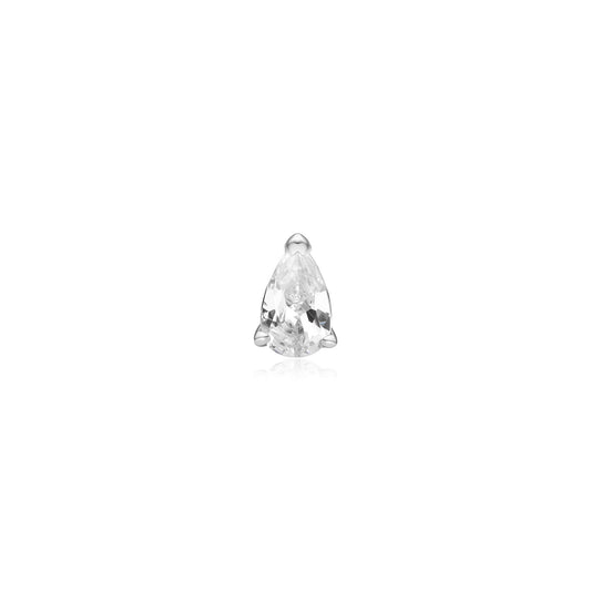 Silver Pear Barbell Single Earring