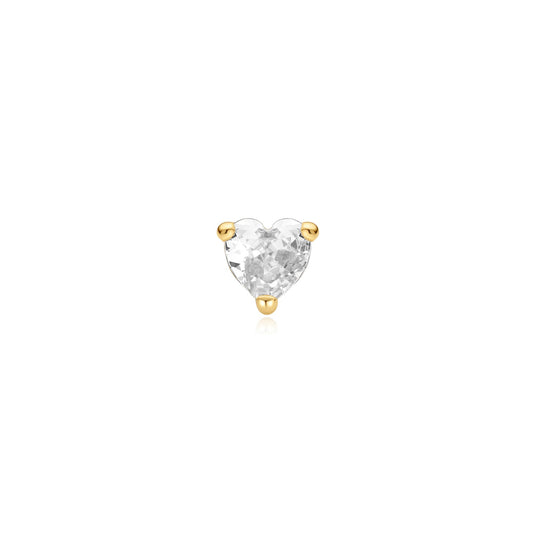 Gold Heart Barbell Single Earring