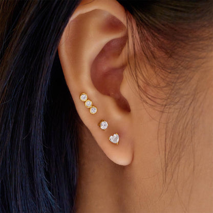 Gold Heart Barbell Single Earring
