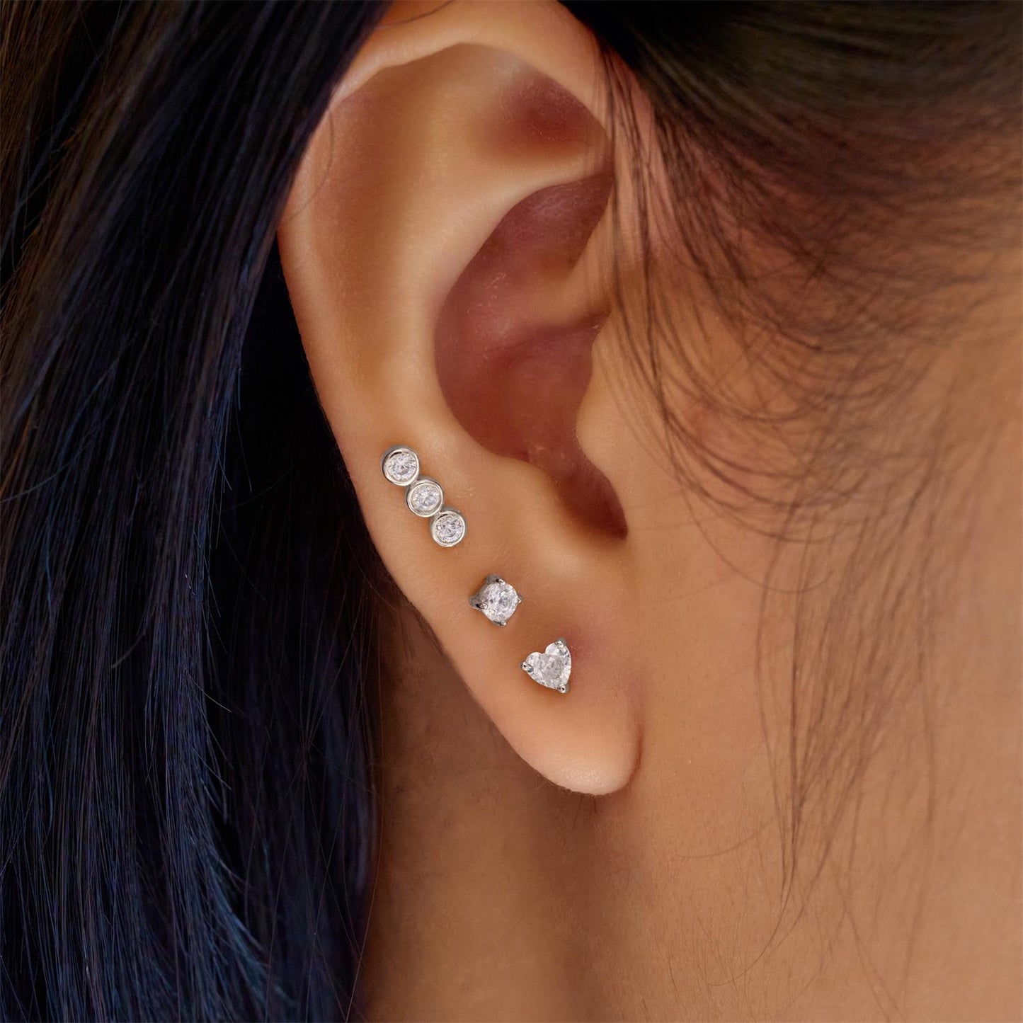Silver Heart Barbell Single Earring