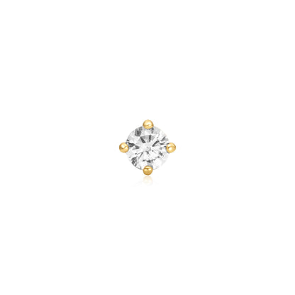Gold Sparkle Round Barbell Single Earring
