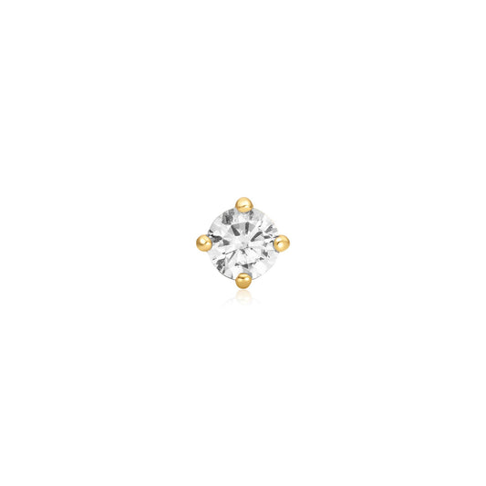 Gold Sparkle Round Barbell Single Earring