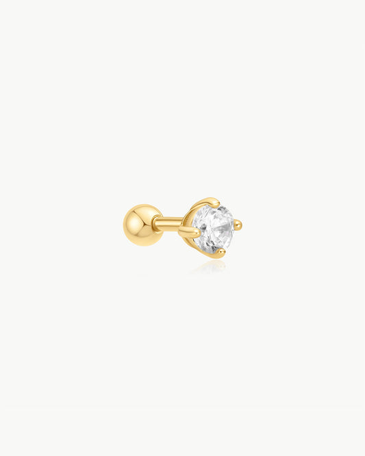 Gold Sparkle Round Barbell Single Earring