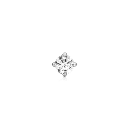 Silver Sparkle Round Barbell Single Earring