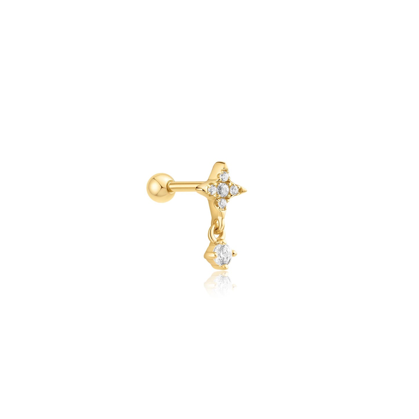 Gold Star Dangle Barbell Single Earring