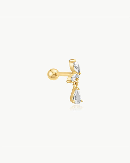 Gold Marquise Dangle Barbell Single Earring