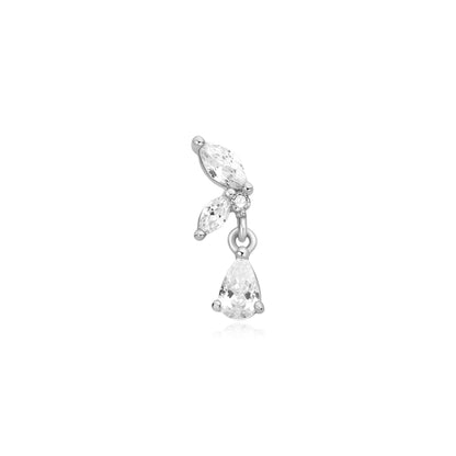 Silver Marquise Dangle Barbell Single Earring
