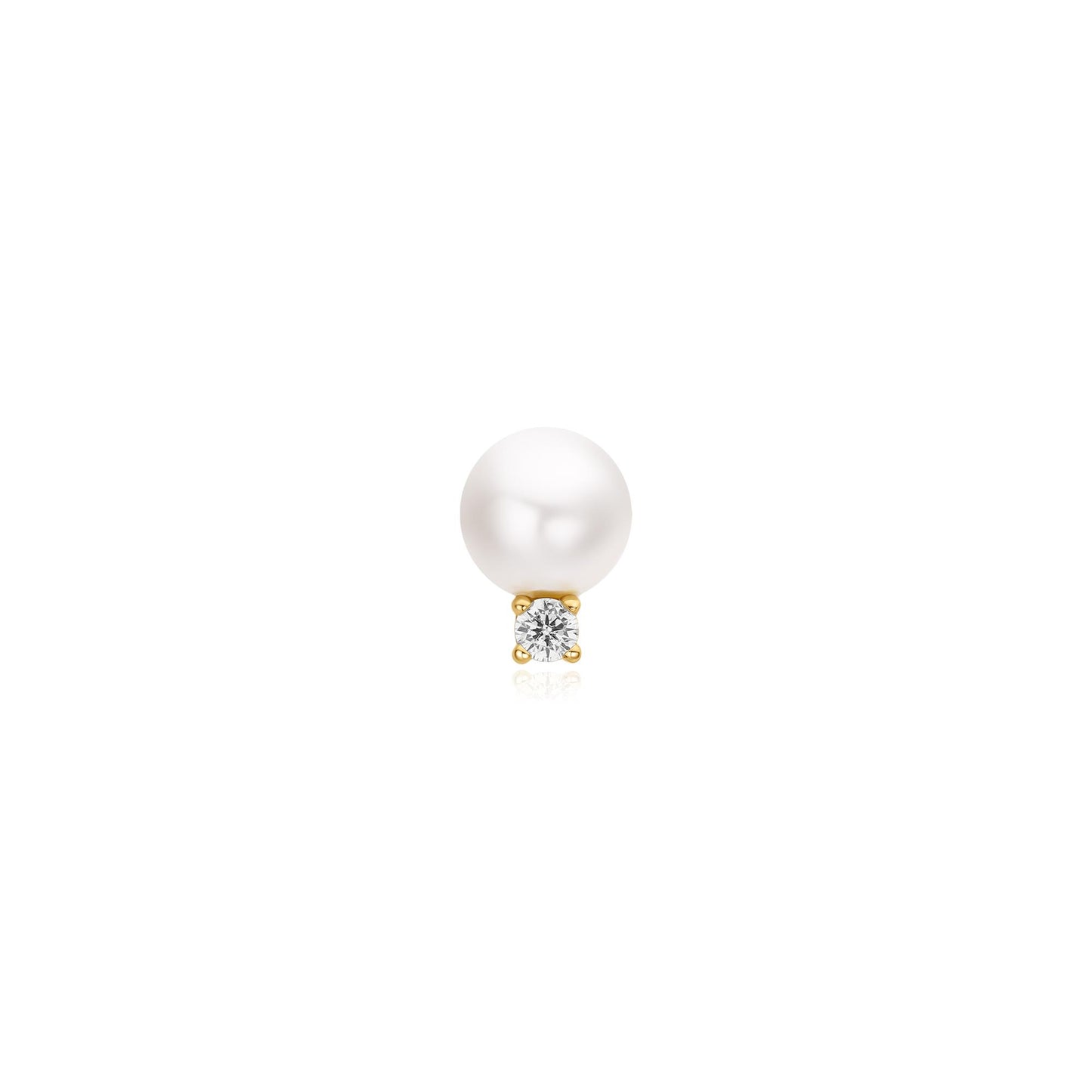 Gold Shell Pearl with Sparkling Accent Barbell Single Earring