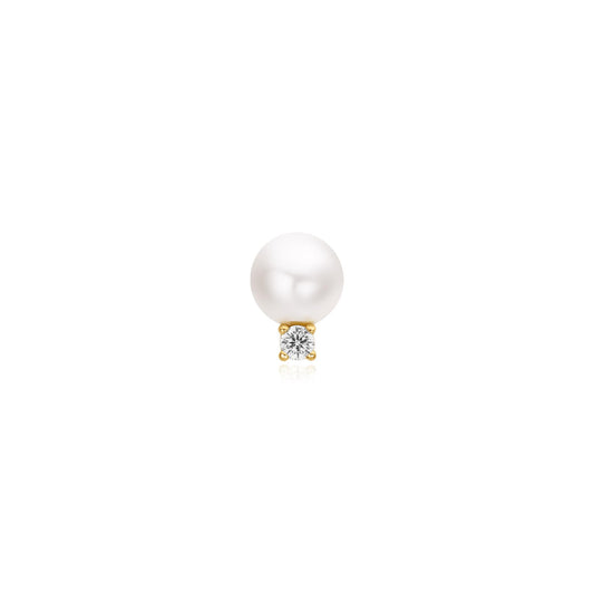 Gold Shell Pearl with Sparkling Accent Barbell Single Earring