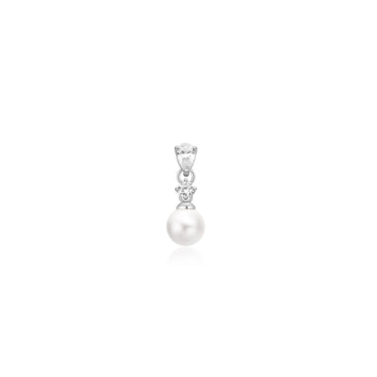 Silver Shell Pearl Dangling Barbell Single Earring