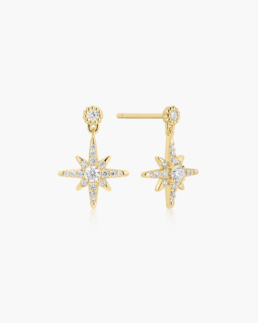 Gold Dangling Nova Star Stud Earrings