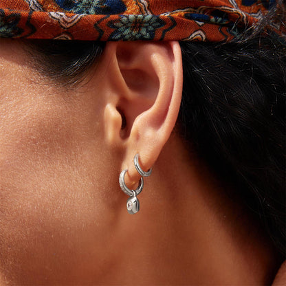 Silver Modern Bezel-Set Huggie Hoop Earrings