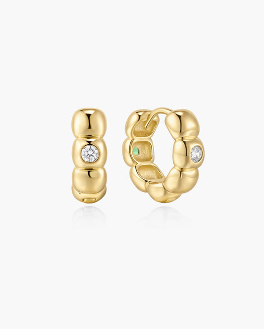 Gold Reversible Puffy Huggie Hoop Earrings