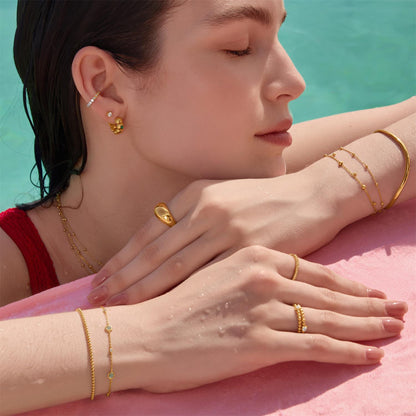 Gold Mint Green Station Bracelet