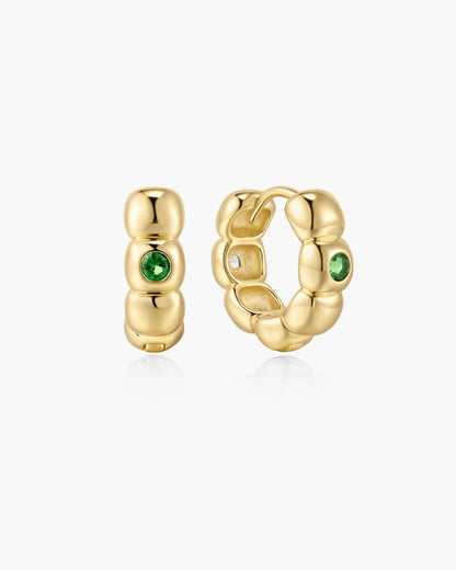 Gold Reversible Puffy Huggie Hoop Earrings