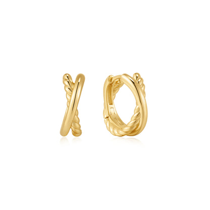 Gold Entwined Dual Huggie Hoop Earrings