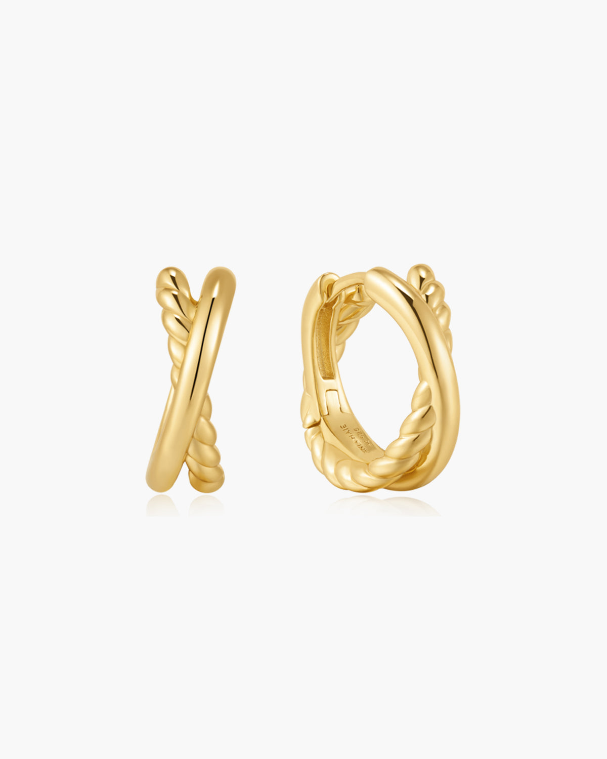 Gold Entwined Dual Huggie Hoop Earrings