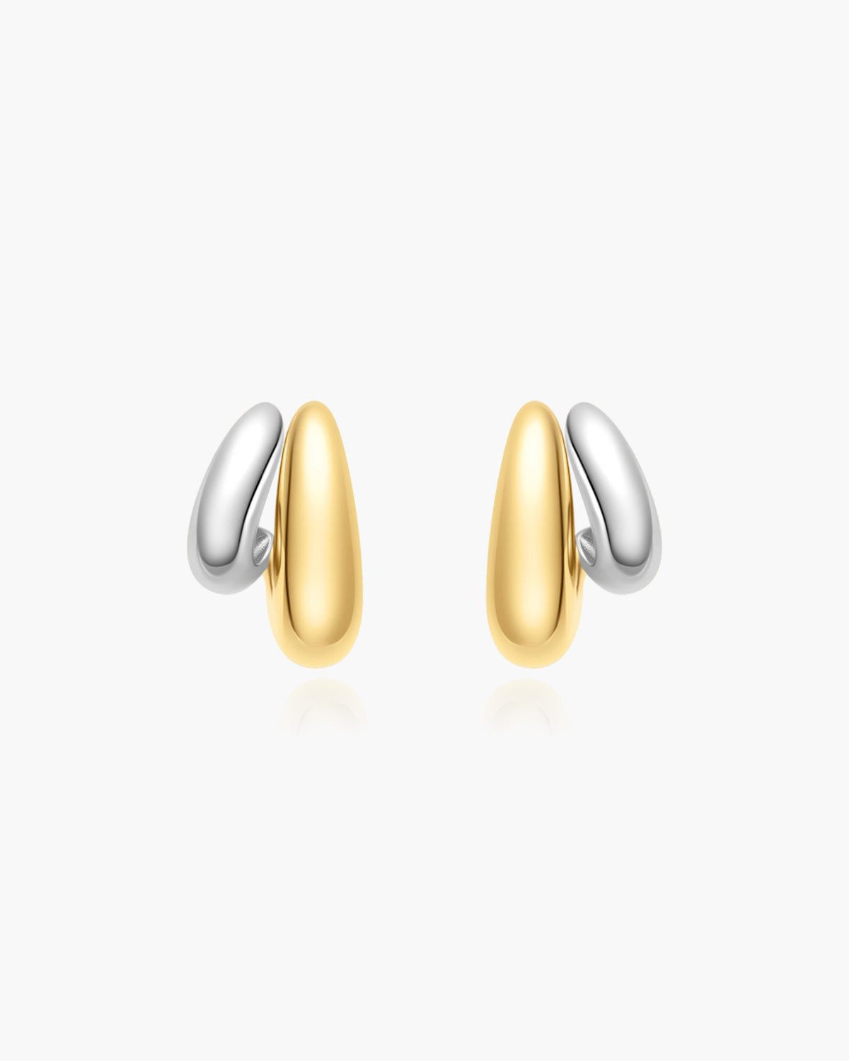 Two-Tone Dome Stud Hoop Earrings