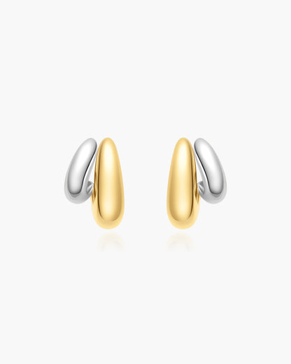 Two-Tone Dome Stud Hoop Earrings