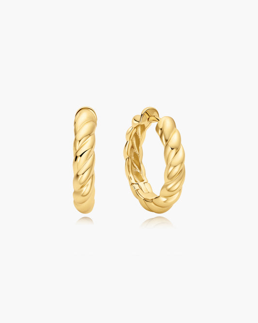 Gold Twisted Huggie Hoop Earrings