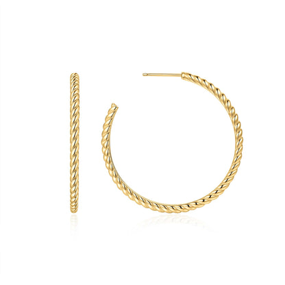 Gold Twisted Oversized Hoop Earrings