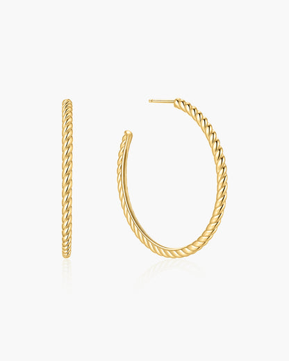 Gold Twisted Oversized Hoop Earrings