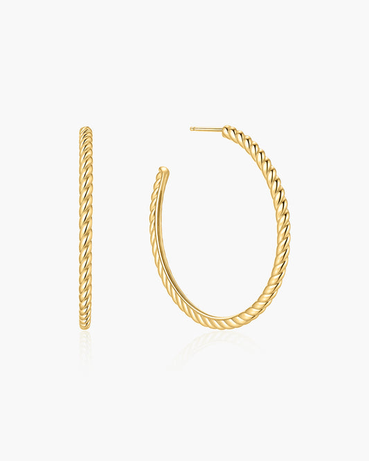 Gold Twisted Oversized Hoop Earrings